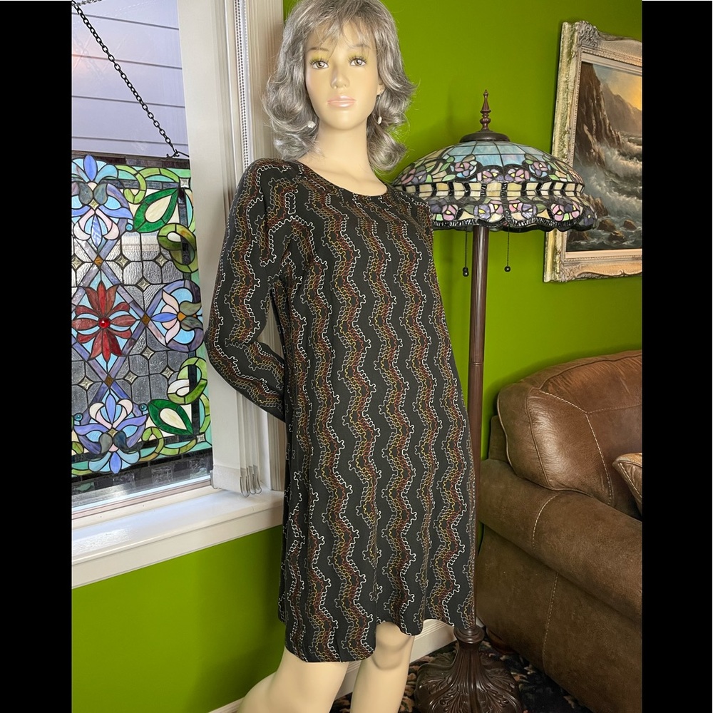 Totem Tunic Rayon Viscose Longsleeve Midi Dress S